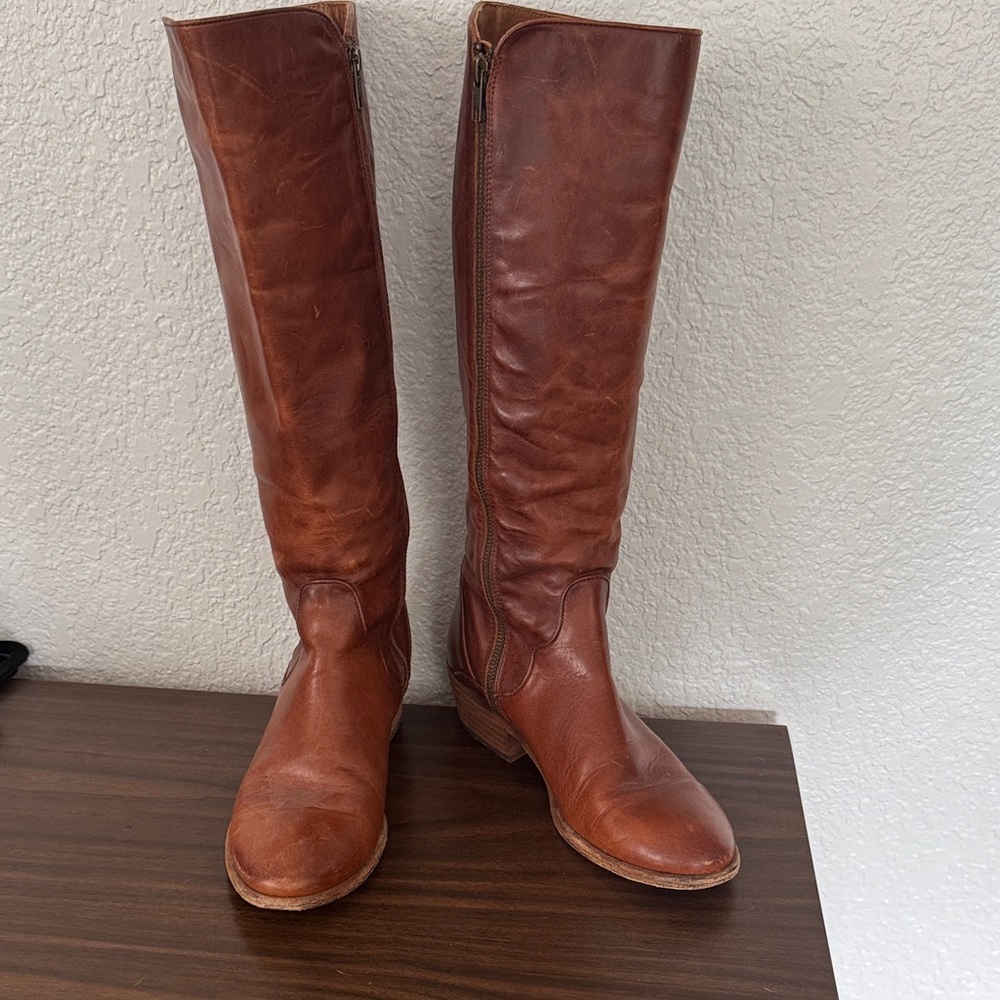 Frye Chestnut Leather Heeled Boots - Picture 3 of 4
